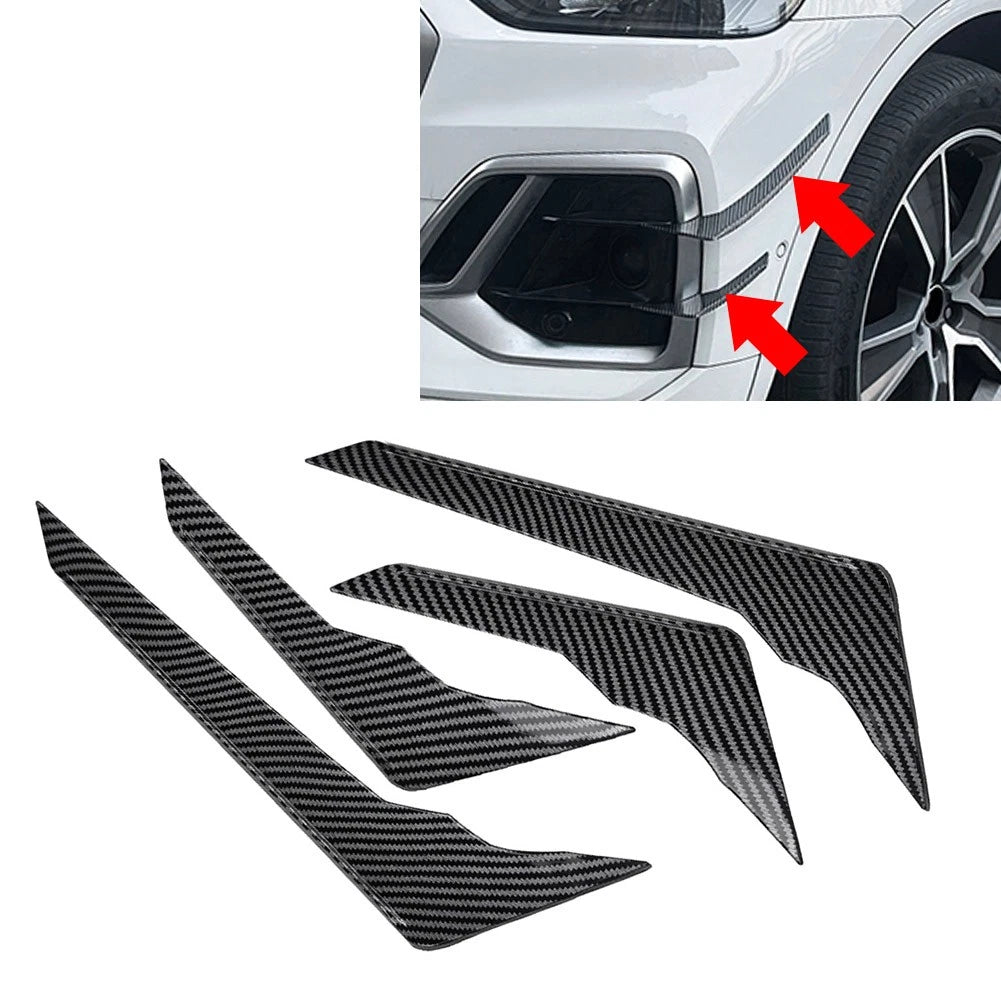 Carbon Fiber Pattern Front Bumper Side Spoiler Trim for Audi Q5 (2021–2024)