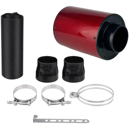 Red Carbon Fiber Air Intake System Kit for Increased Horsepower