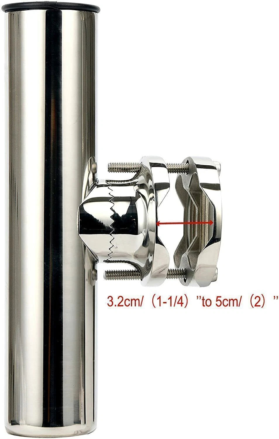 2X Stainless Rail Mount Clamp Fishing Rod Holder for 1-1/4" to 2" Rails