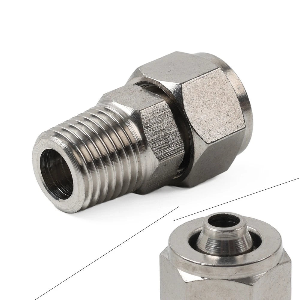 Compression Tube Fitting 1/4 PT Male Thread x 10mm OD Tube (304 Stainless Steel)