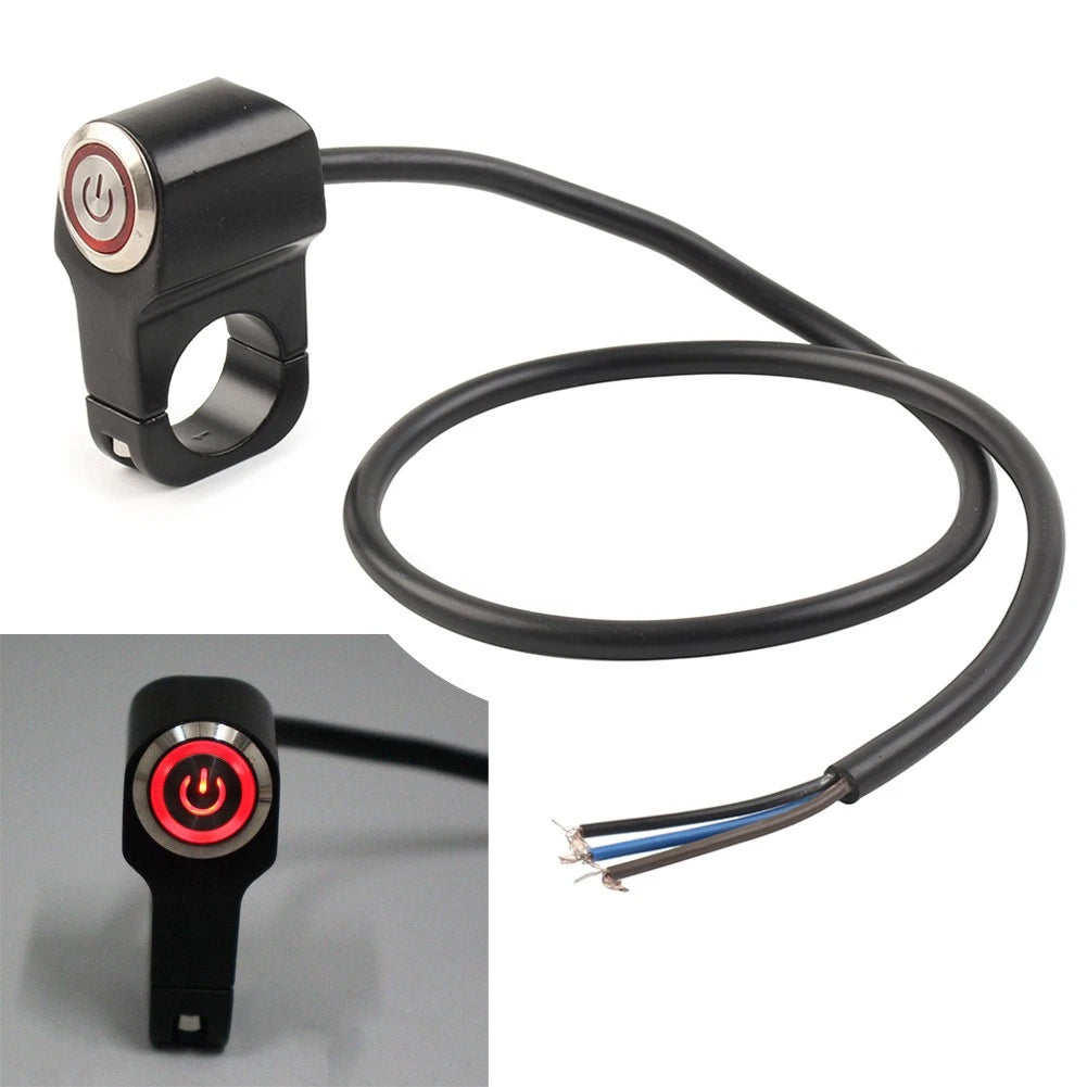 7/8" On Off Switch Button for Motorcycle Handlebar LED Red