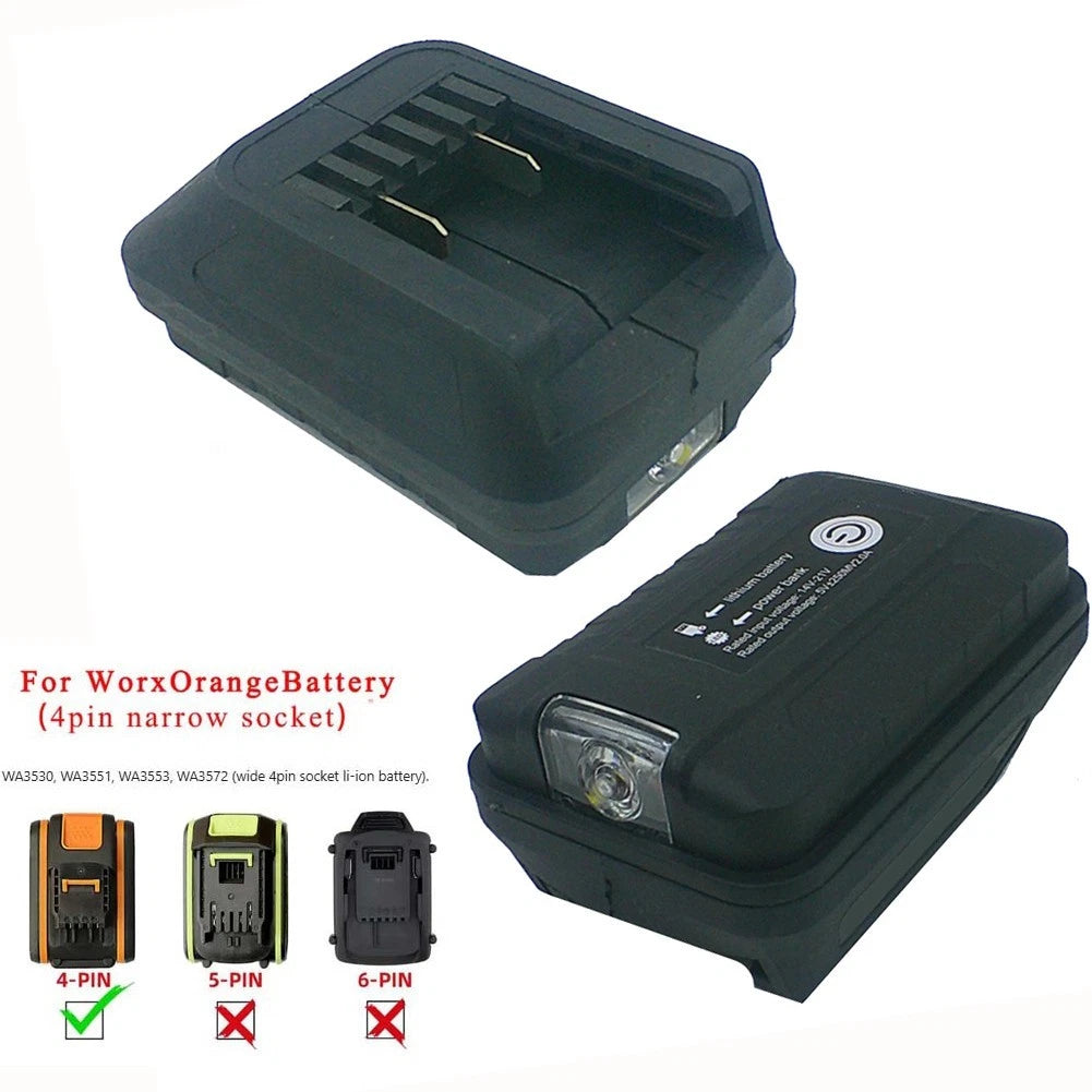 USB Charging Converter for 20V Lithium Batteries (Flashlight, 9.5cm)