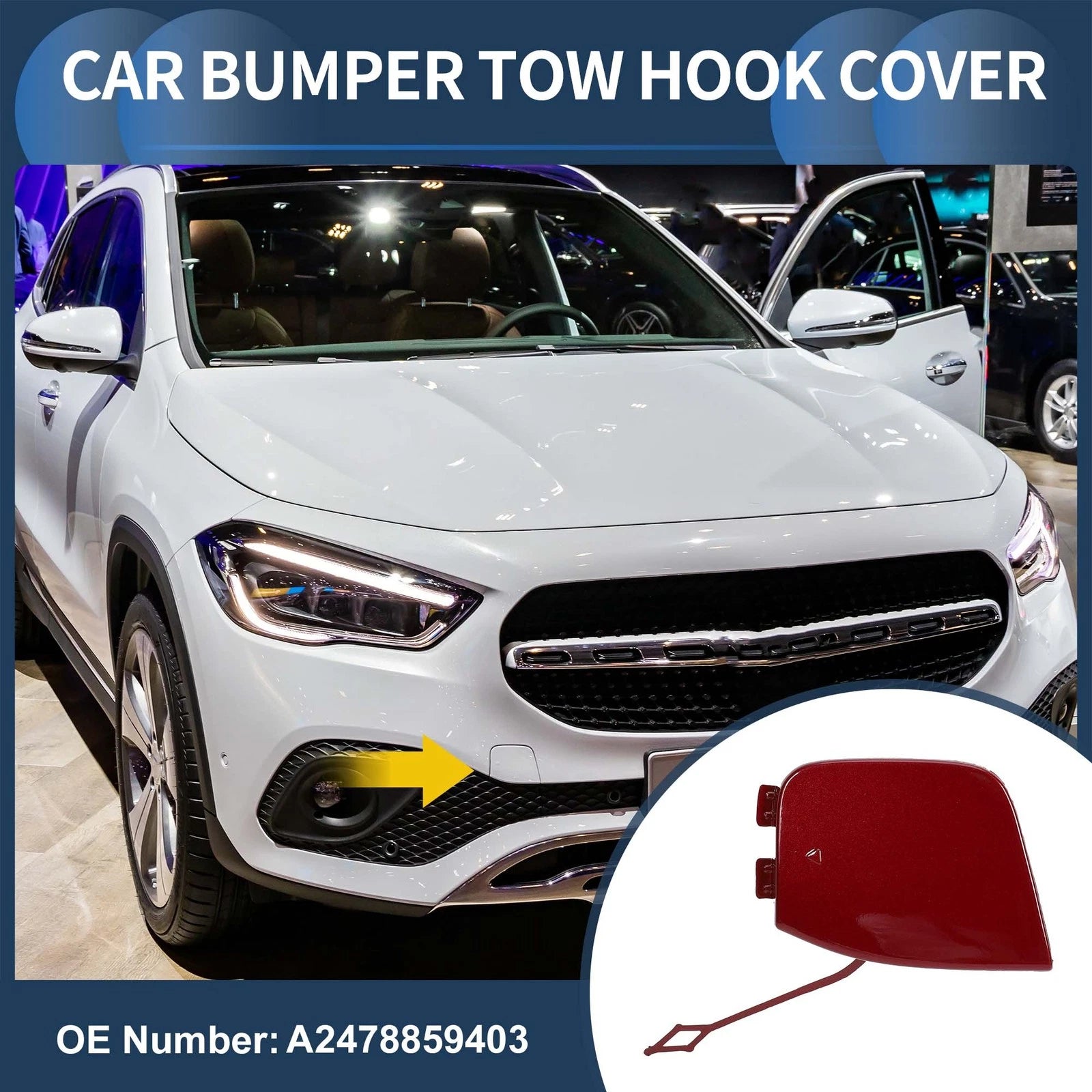 Front Right Bumper Tow Hook Cover Replacement for Mercedes-Benz GLA Class (2020–2024)