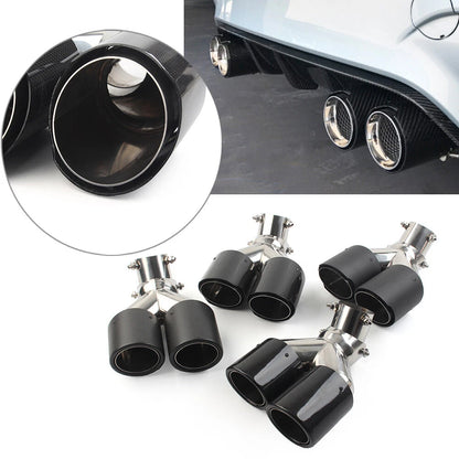 Car 101mm Carbon Fiber Muffler Tip Y Shape Outlet Universal Exit Exhaust Pipe