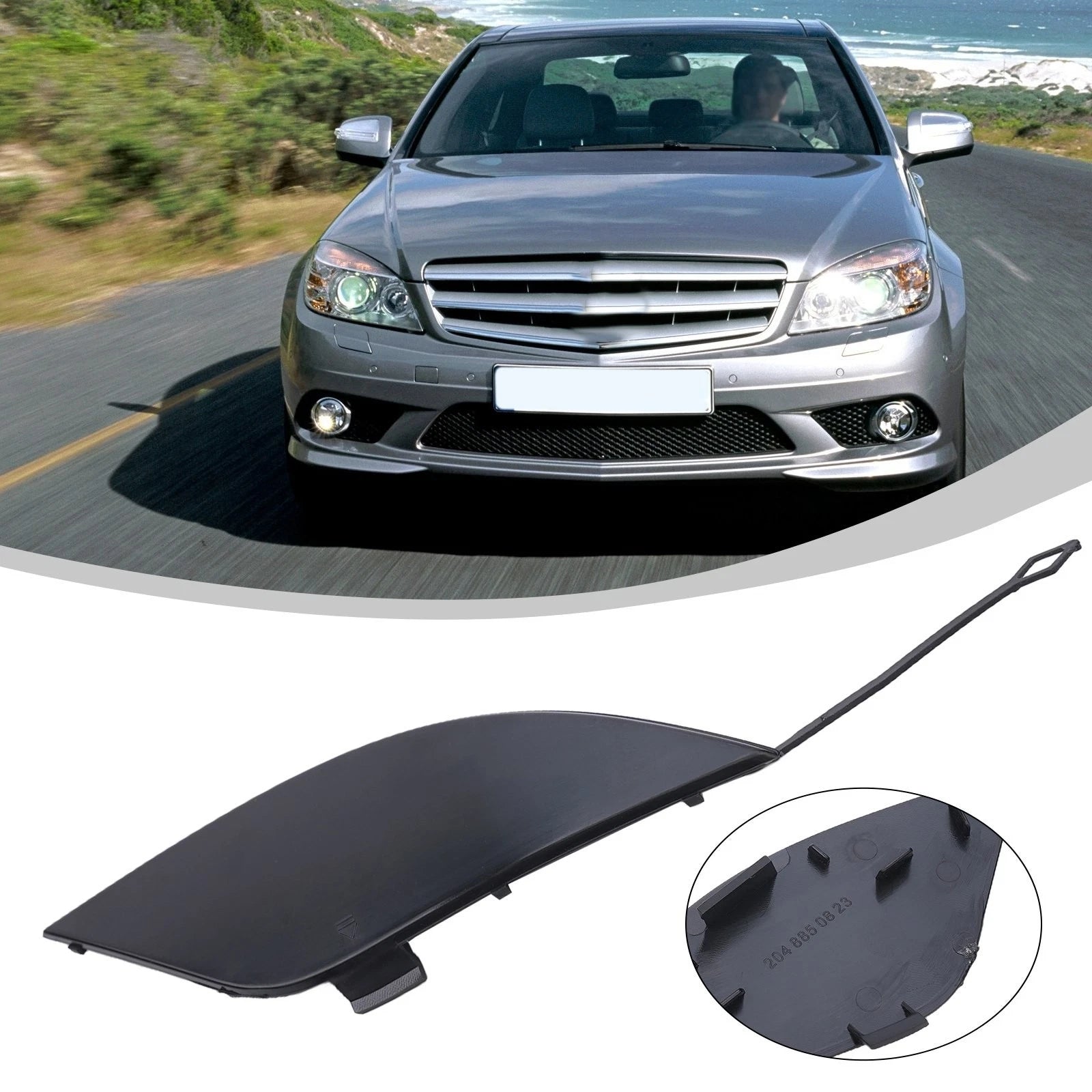 ABS Plastic Rear Bumper Hook Eye Cover Cap for Benz C Class W204 (2007–2014)