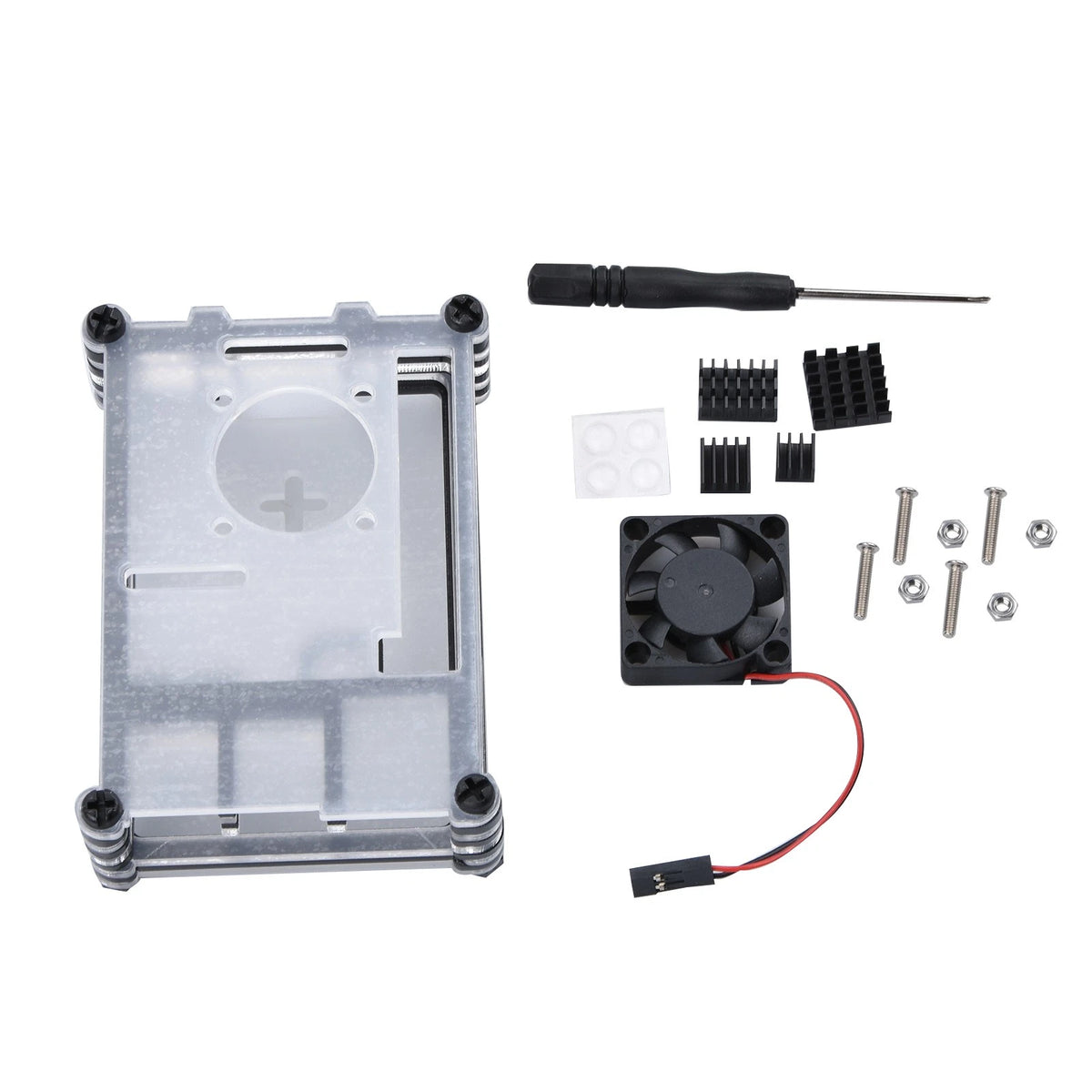 Clear 9 Layers Case with Cooling Fan for Raspberry Pi 4B (2019–2023)