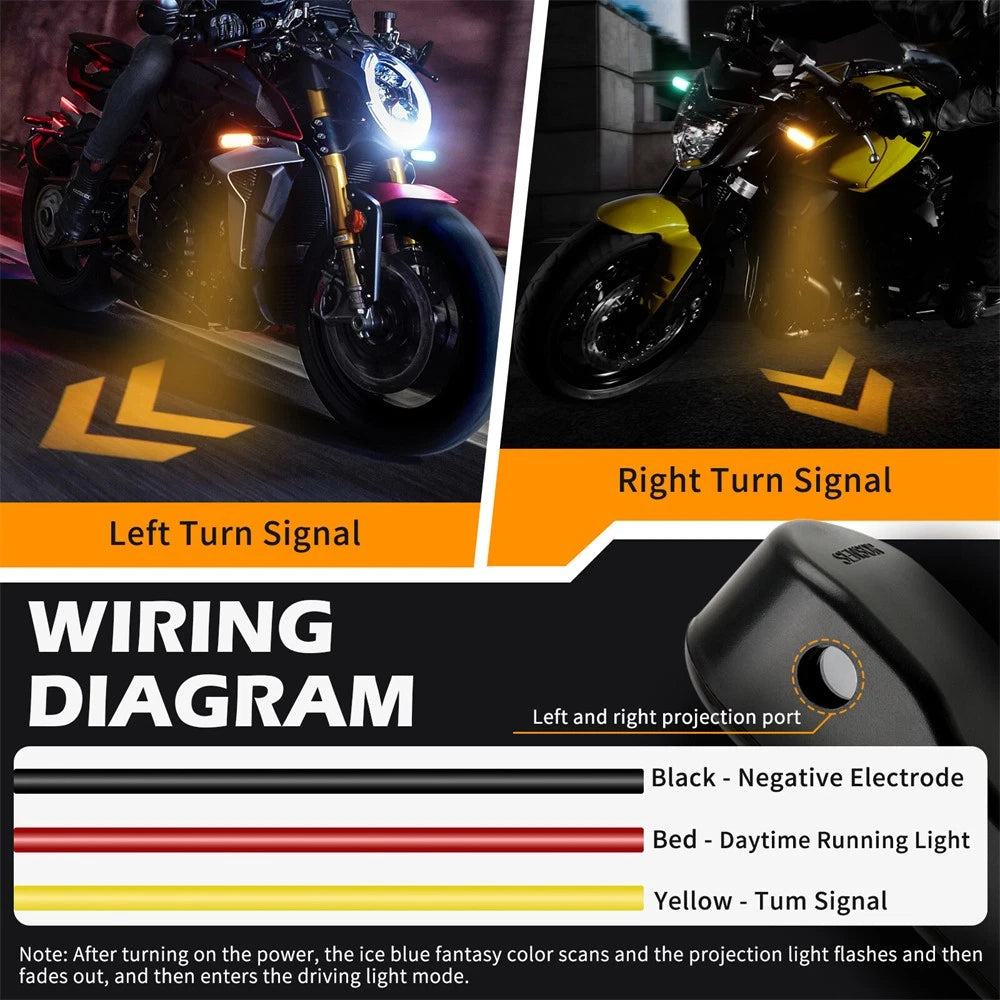 2X Sequential Flowing LED Turn Signal Indicator Lights for Motorcycle