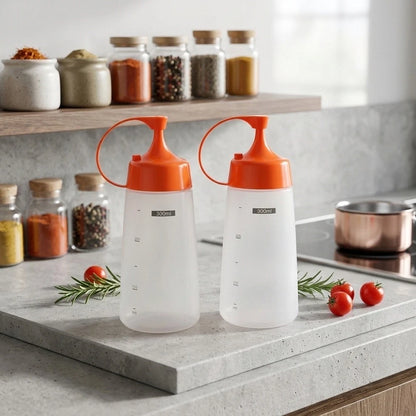 2X Squeeze Bottles for Condiments 300/550ml with Nozzle