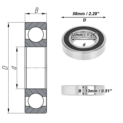 Deep Groove Ball Bearing 32x58x13mm for Scooter Skateboard (P0)