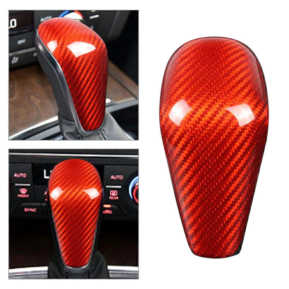 Carbon Fiber Red Gear Shift Knob Cover Trim for Audi A6 A7 (2015–2018)