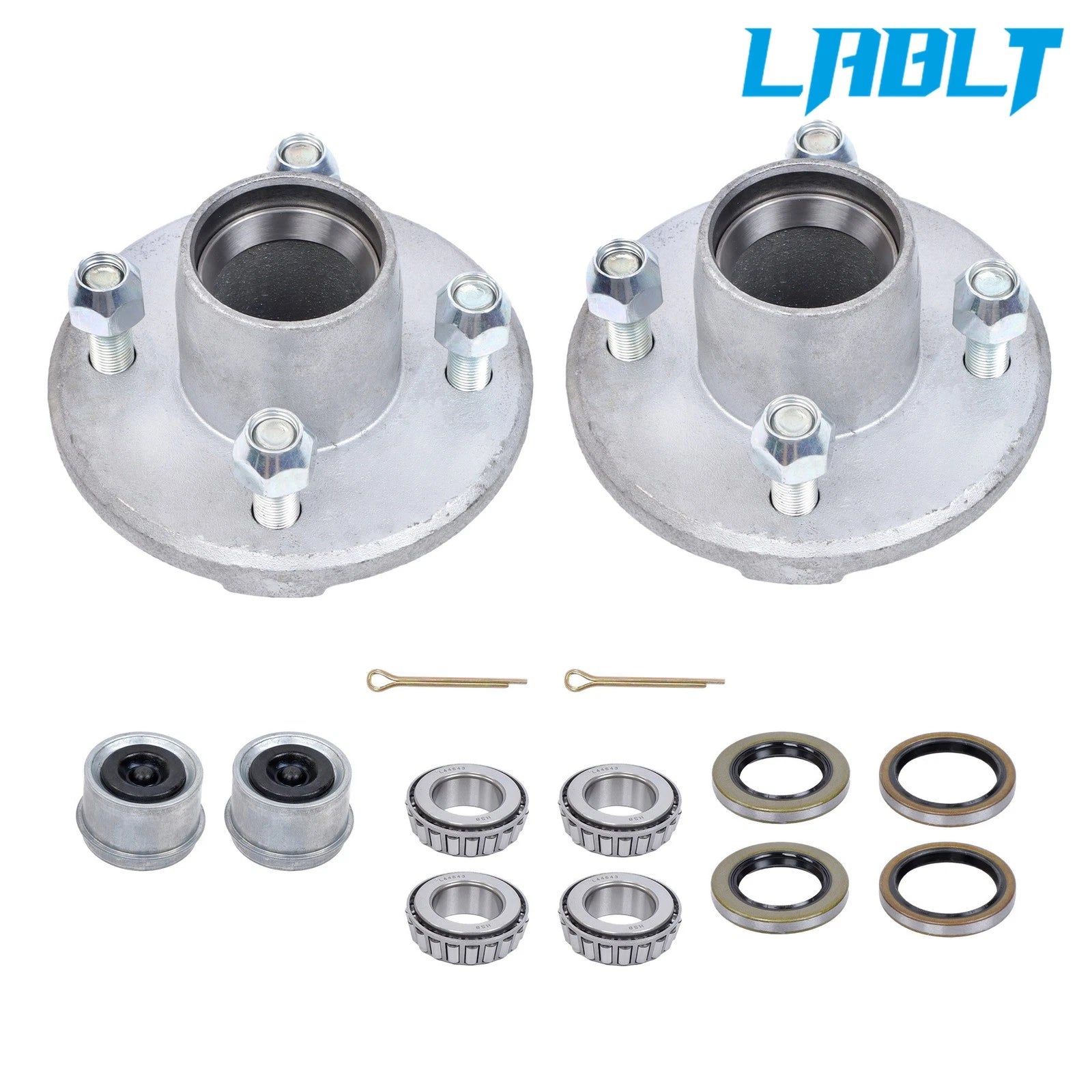 2 Pack Trailer Hub Kit 4 on 4" for 2000 lbs Spindle (Galvanized)
