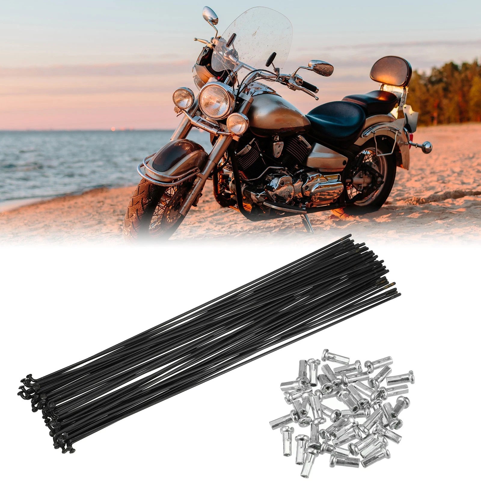 40 Pcs Bicycle Spokes Steel 14G 247mm with Nipples for Most Bikes