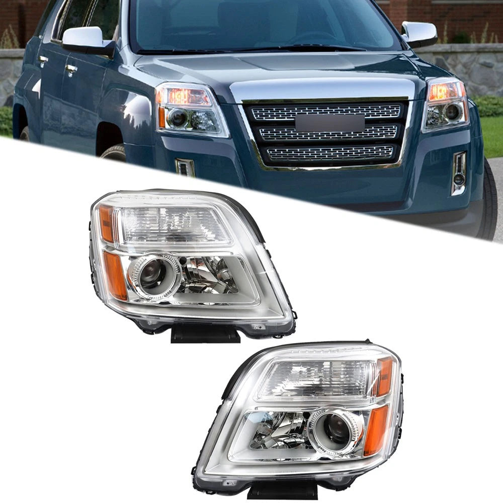 Pair Halogen Headlights for GMC Terrain (2010–2015) Chrome Clear Lens