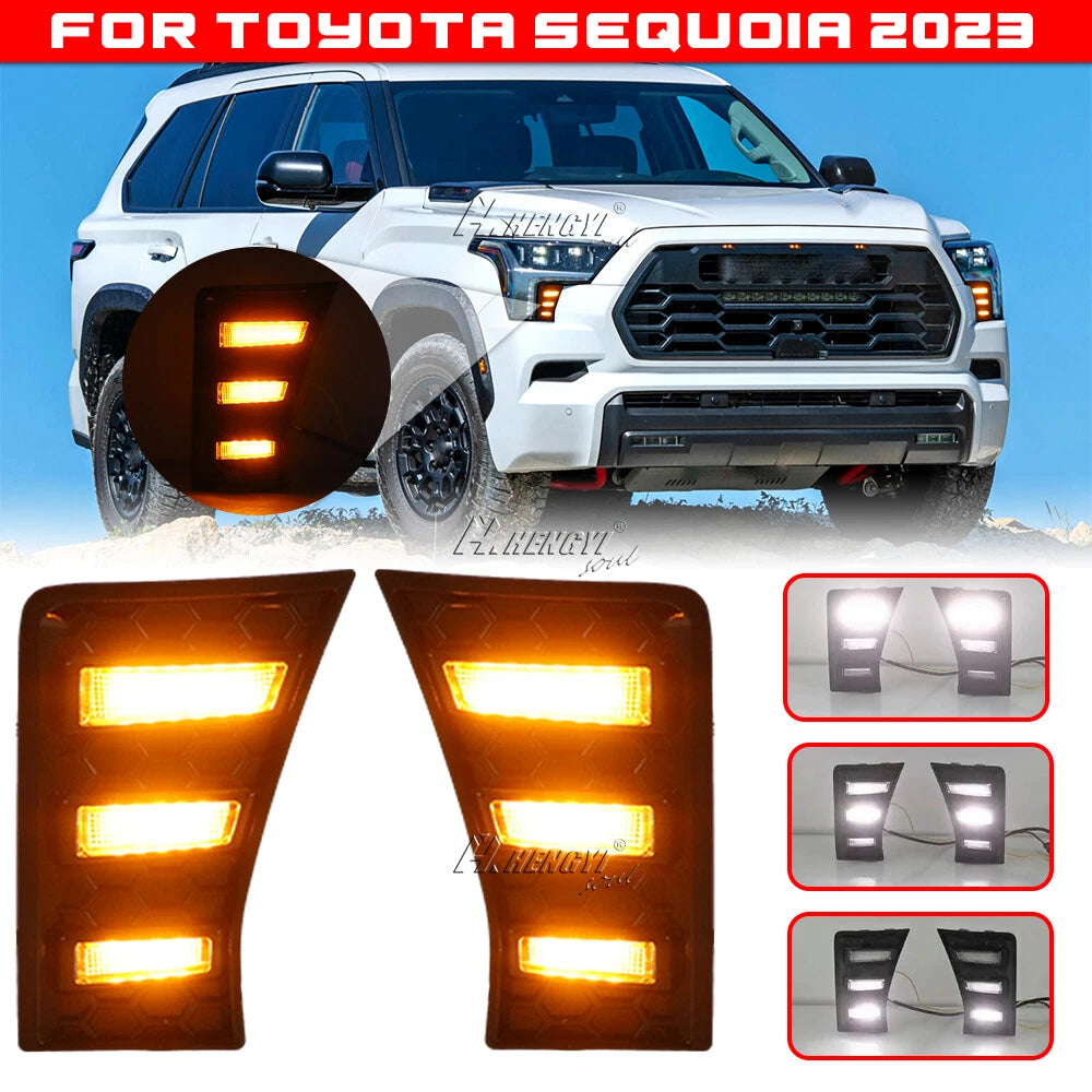 LED Headlight Lower DRL Daytime Running Light w Blinker for Toyota Sequoia (2023)