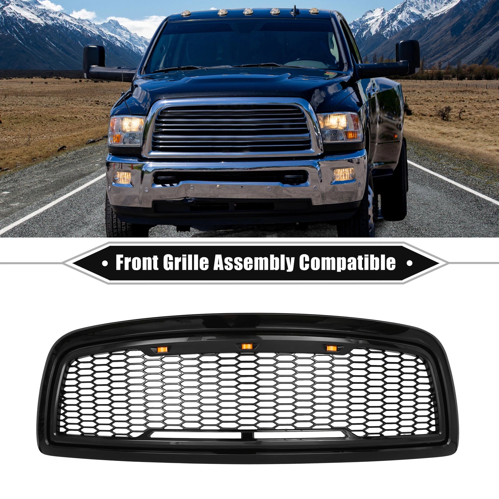 Front Grille Assembly with LED Lights for Dodge Ram 1500 (2009–2010)