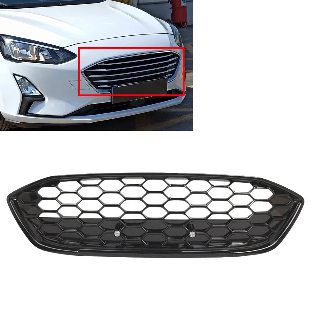 Front Bumper Mesh Grille for Ford Focus (2018–2021) Glossy Black