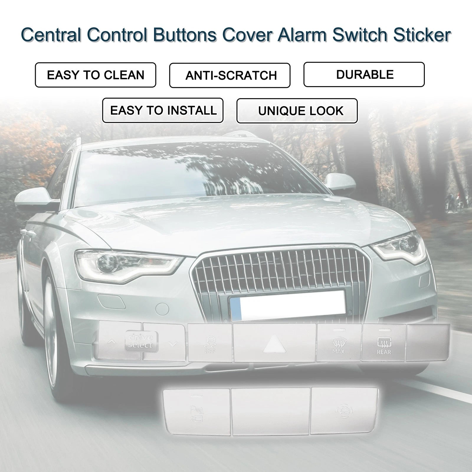 Central Control Buttons Cover Alarm Switch Sticker for Audi A6 A7 (2012–2020)