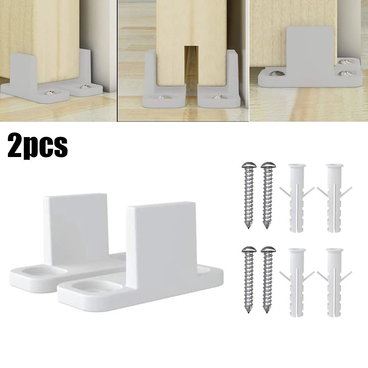 Set of 4 Plastic L-Guide Floor Guides for Sliding Barn Door Hardware