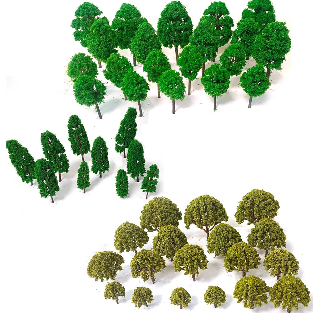 60pcs Multiple Model Trees Railroad Train Wargame Diorama Park Landscape Scene