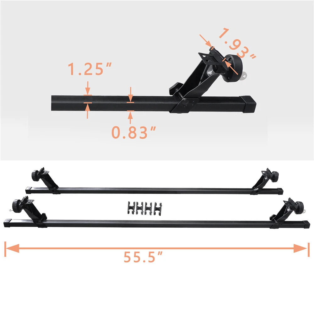 HTTMT SR1001 Roof Rack System for Vehicles with Rain Gutters (130 lb Capacity)