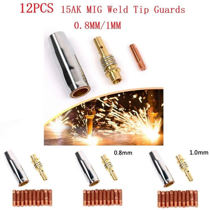 12 Pcs MIG Torch Welding Contact Tip Kit for MB15 (0.6/0.8/1.0mm)