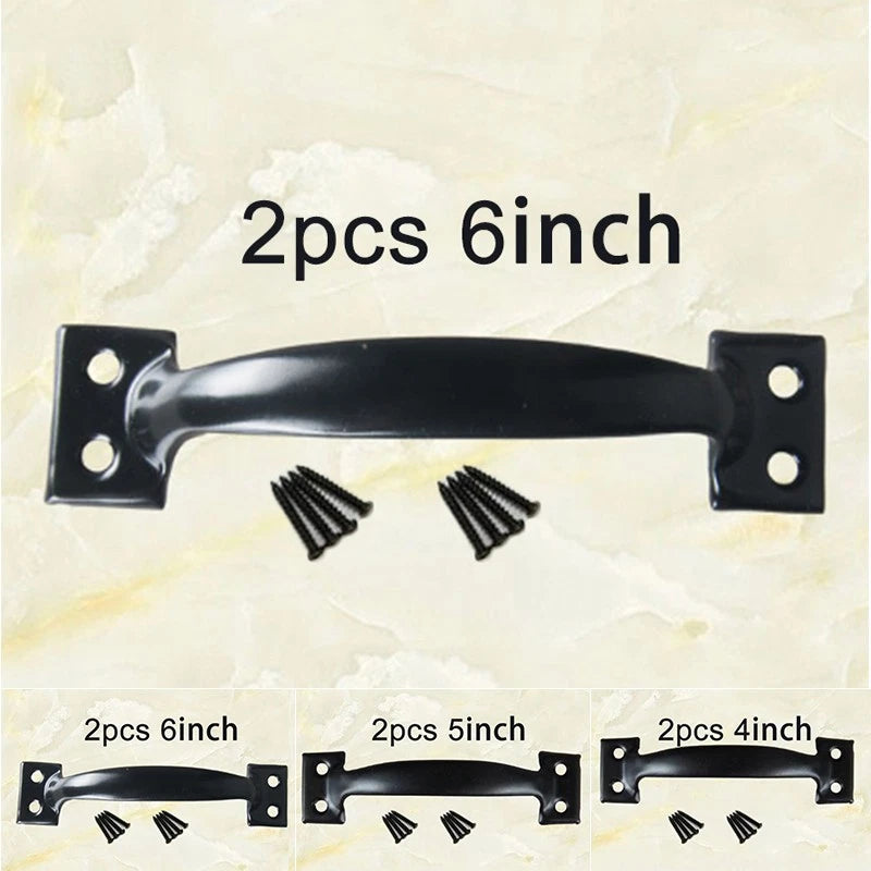 2X Door Handles for Barn Black Cabinets and Garages