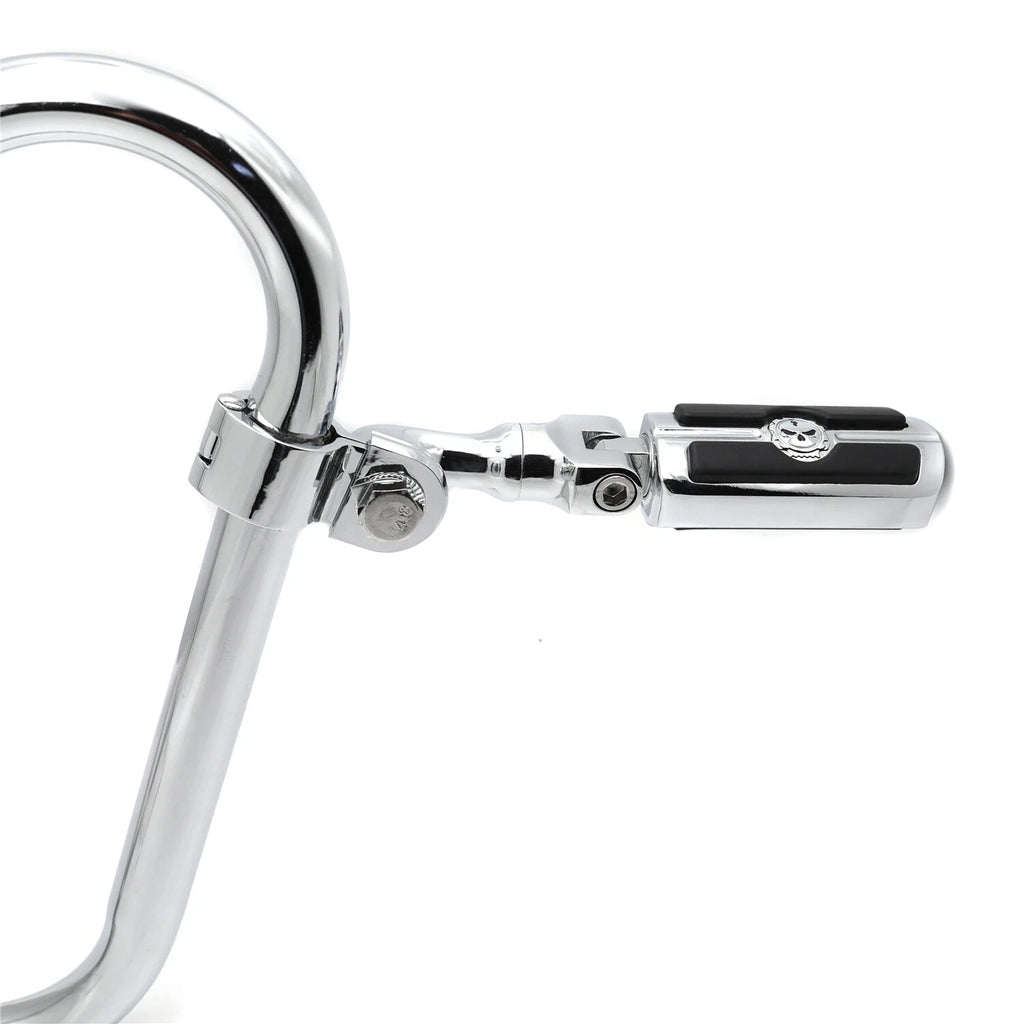 Chrome Angled Adjustable Skull Foot Peg for 1.25" Engine Guard (Fits )