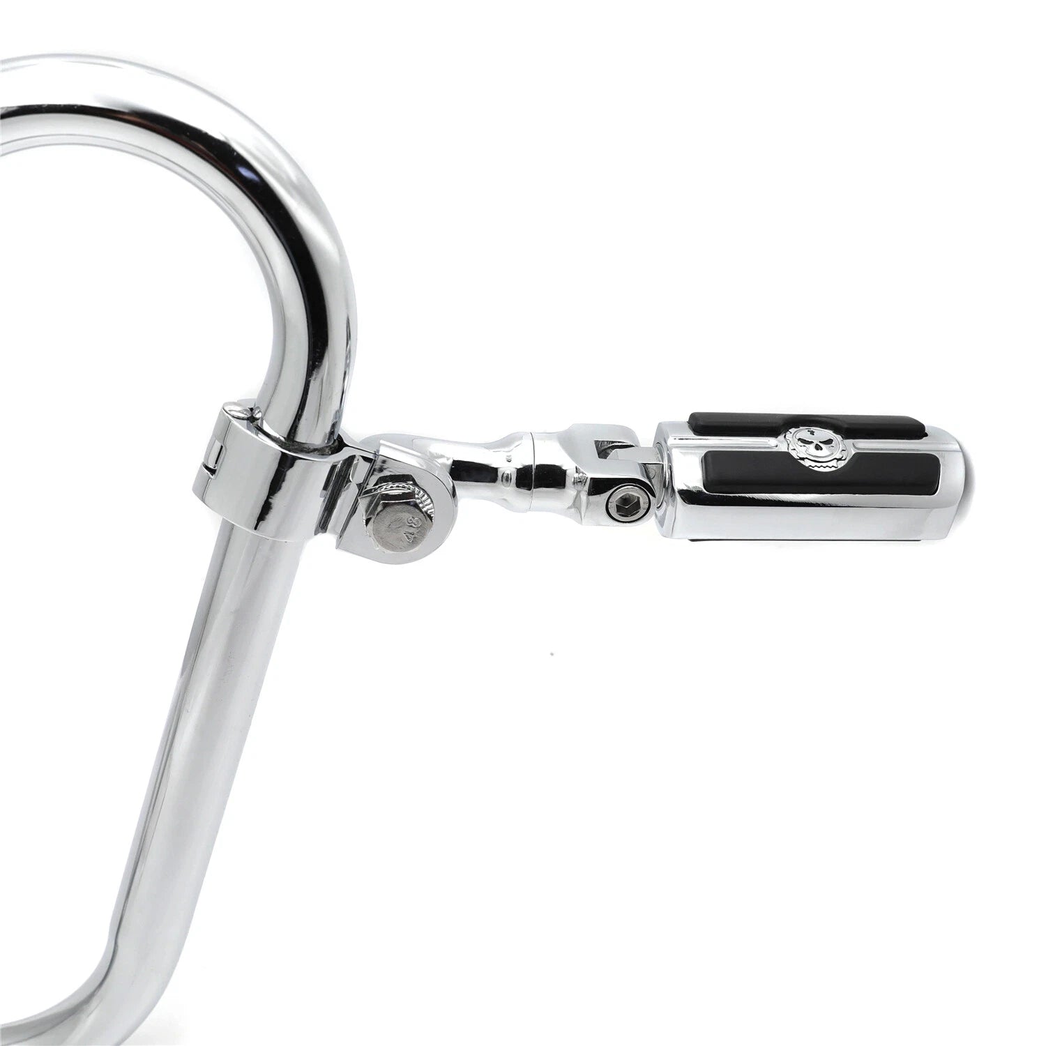 Chrome Angled Adjustable Skull Foot Peg for 1.25" Engine Guard (Fits )