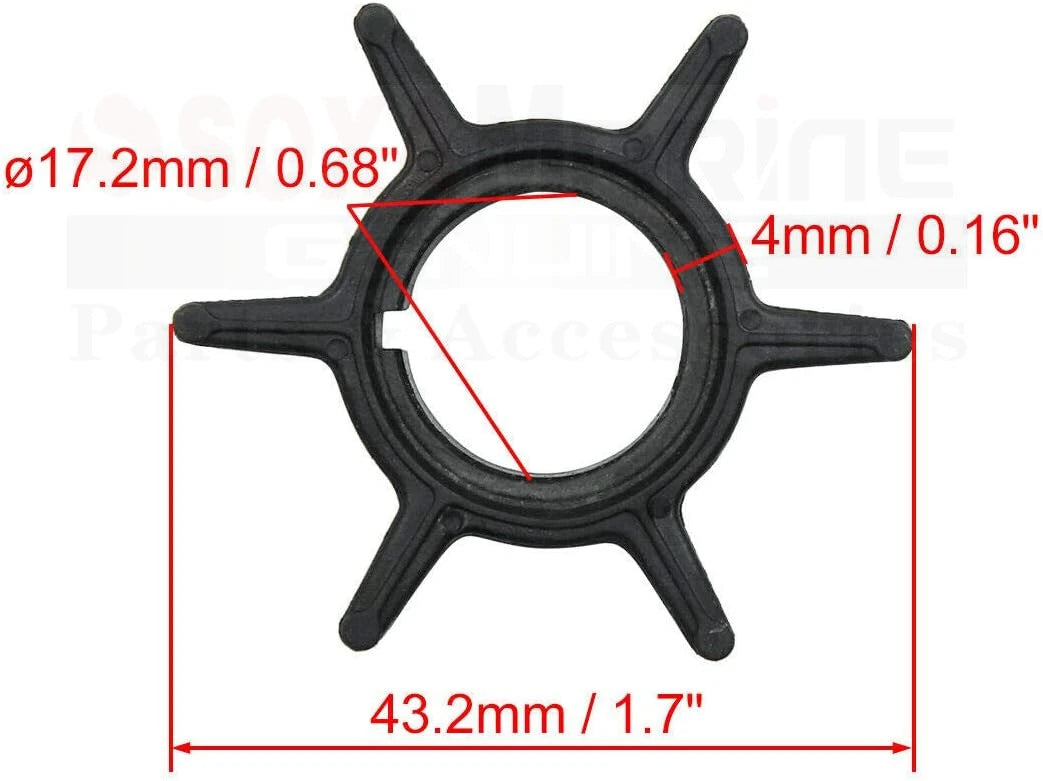 Water Pump Impeller with Key for Nissan Tohatsu 25 30 35 40 HP