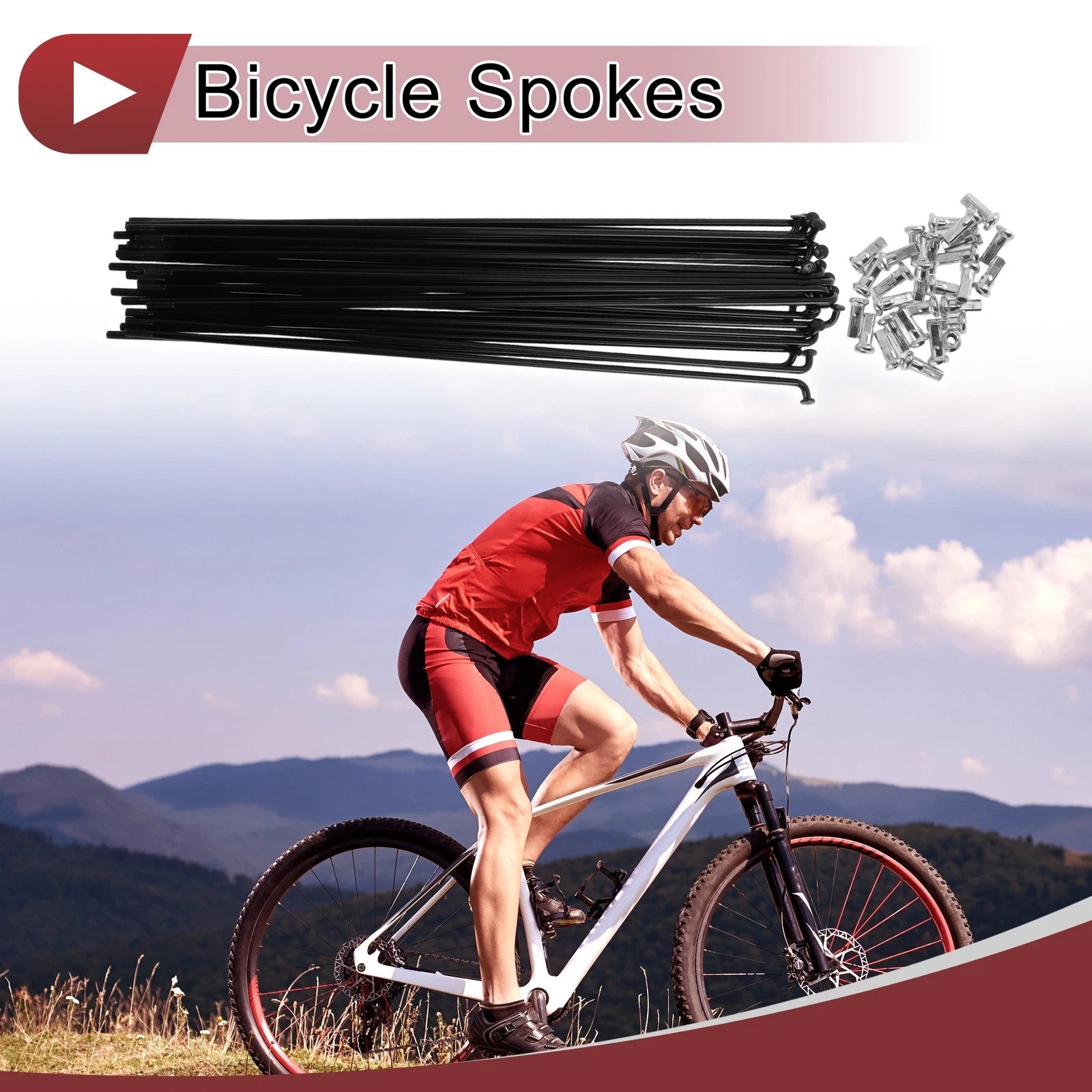 Bicycle Spokes Set 220 mm Carbon Steel for 12G Wheel (Universal)