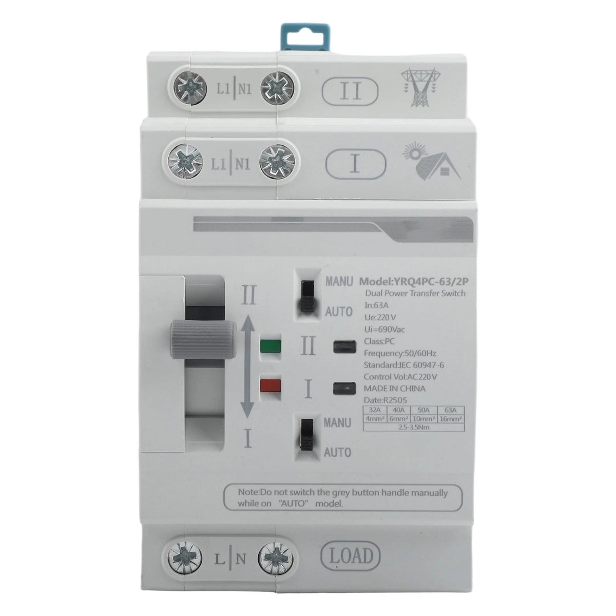 2P 63A Automatic Transfer Switch for Solar Systems