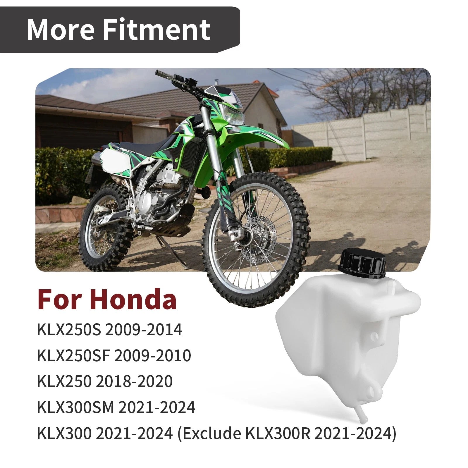 Coolant Reservoir Tank w/ Cap Kit for Kawasaki KLX250 S/SF KLX300 SM (2009–2024)