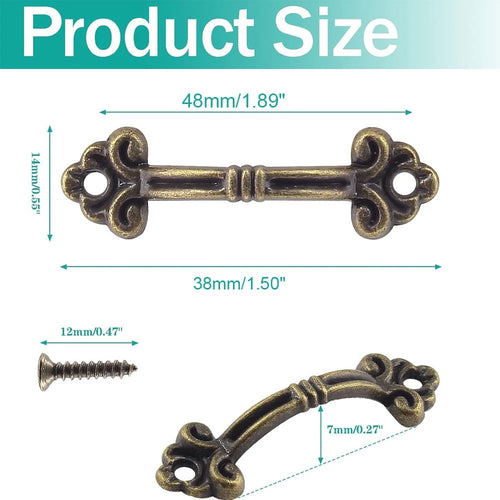 10pcs Vintage Pull Handle Knob for Bookcase Drawer Cabinet Jewelry Box