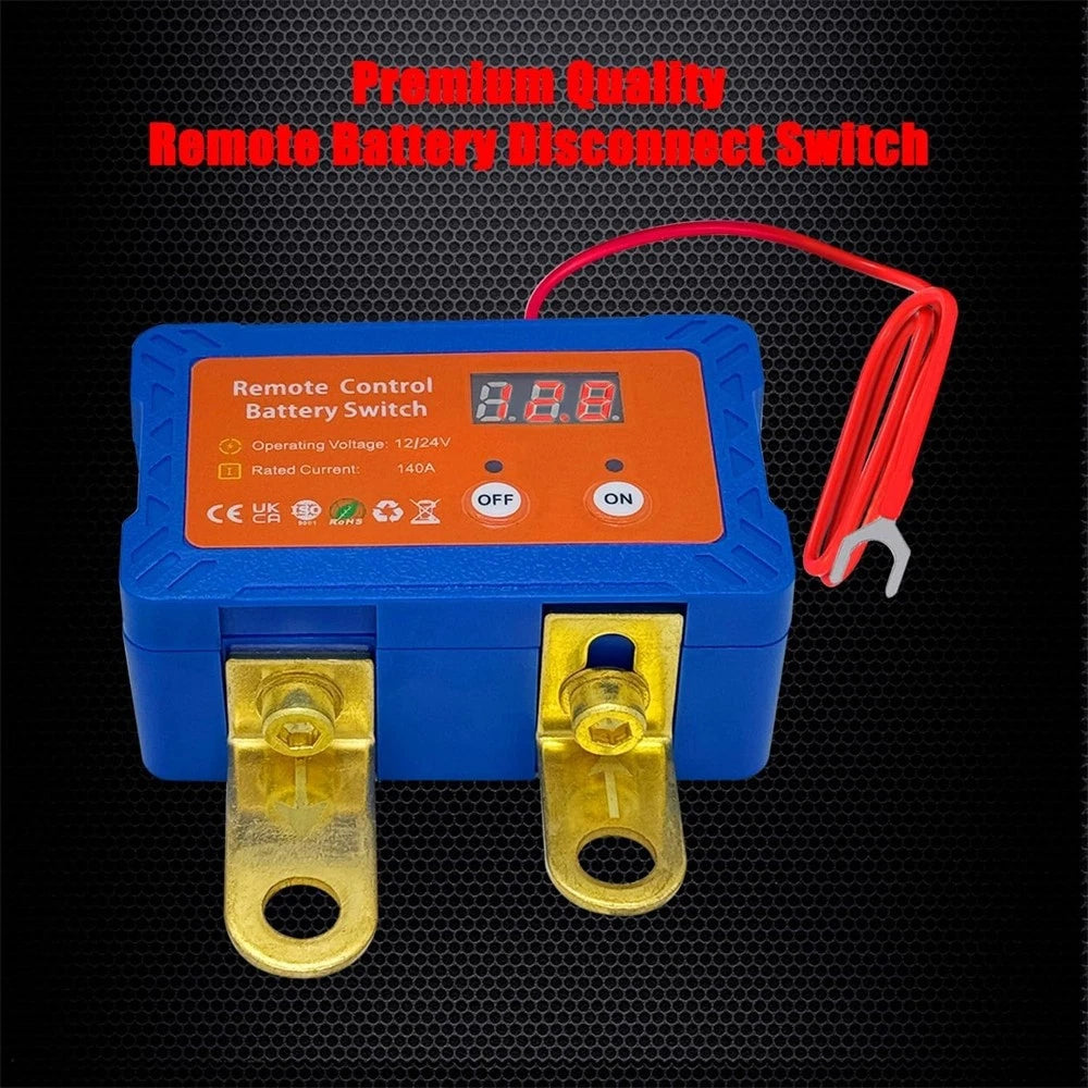 New 140A Remote Battery Disconnect Switch 12V with Voltmeter, Car Kill Switch