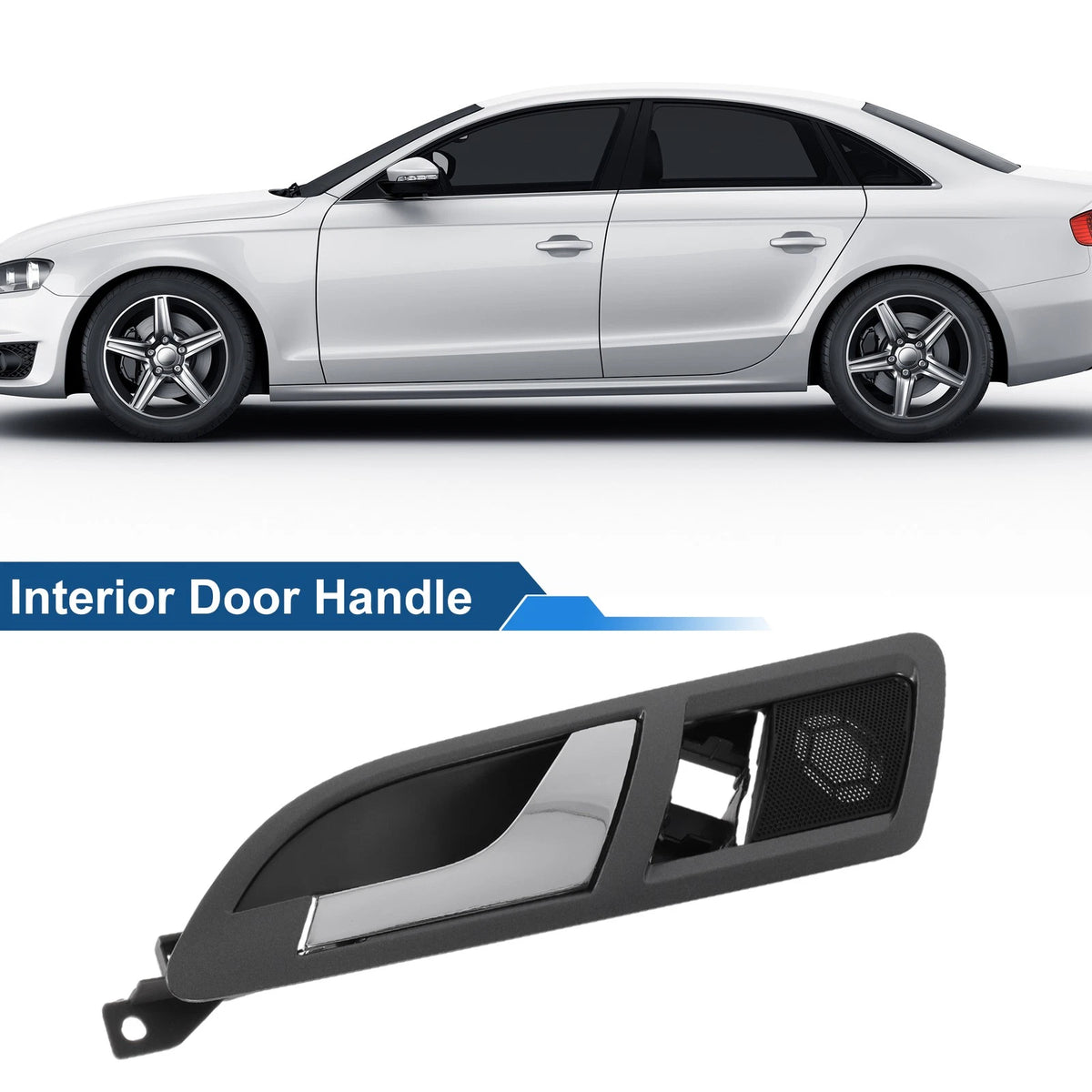 Rear Left Passenger Side Interior Door Handle for VW Skoda (2001–2008) Gray Chrome