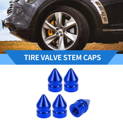Tire Valve Stem Caps 5 Pack for Car SUV Bike RV 22x12mm (Blue)