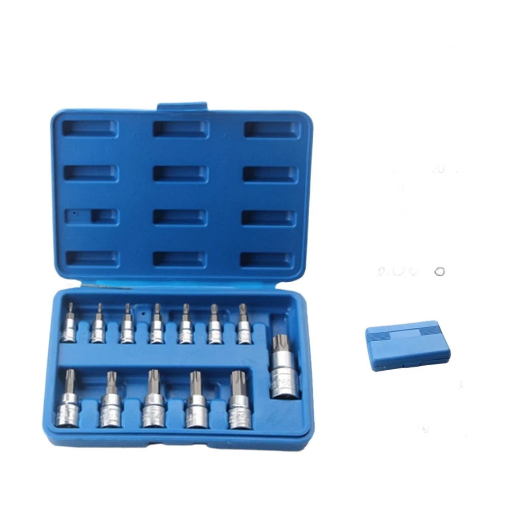 13 Pc Torx Bit Set High Carbon Steel Construction for 1/4 3/8 1/2 Inch Tools