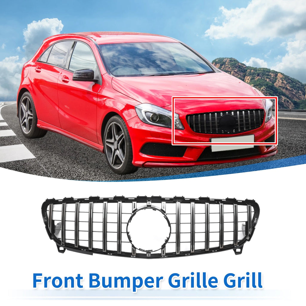 Front Upper Bumper Grille Grill Replacement for Mercedes-Benz A-Class (2013–2018)