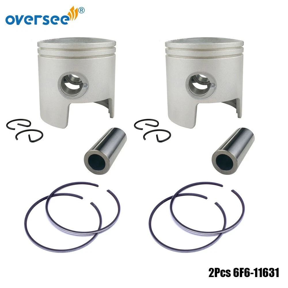 2X Piston & Ring STD for Yamaha 2T Outboard 40HP (40G, 40J) 78mm 6F6-11631, 6F5-116