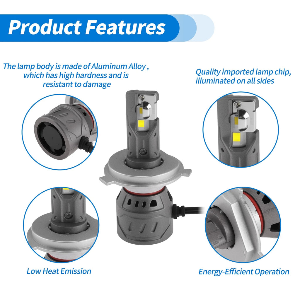 H4/9003 LED Light Bulbs for Auto (6000K Cold White)