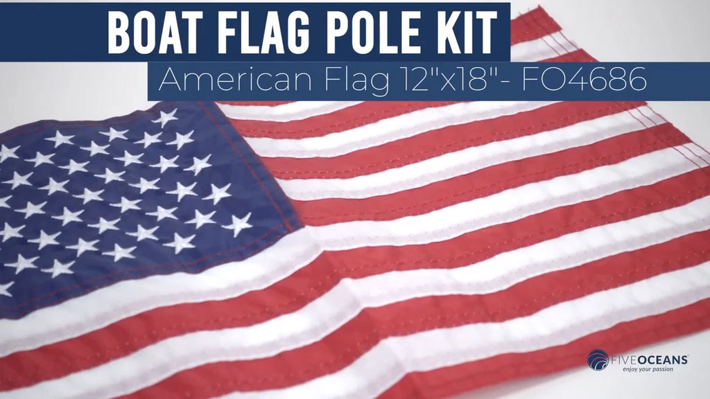 Pontoon Flag Pole Socket with US Flag Kit for Boats (12" x 18")