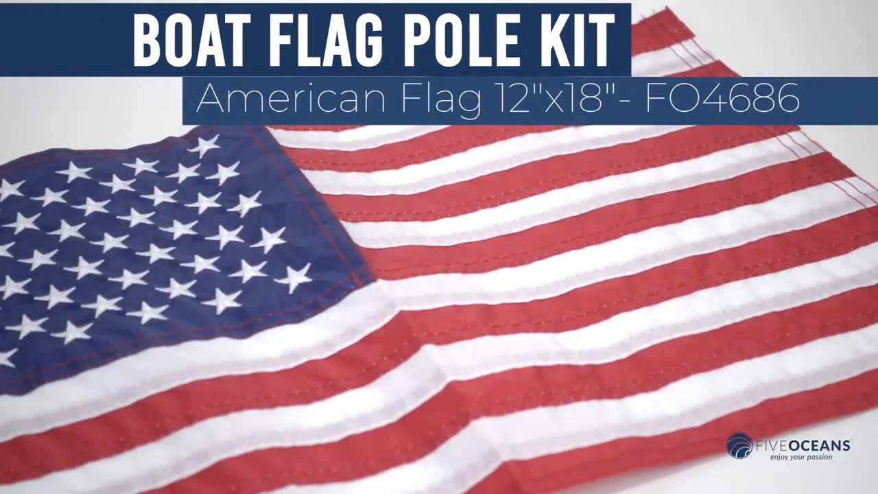 Pontoon Flag Pole Socket with US Flag Kit for Boats (12" x 18")