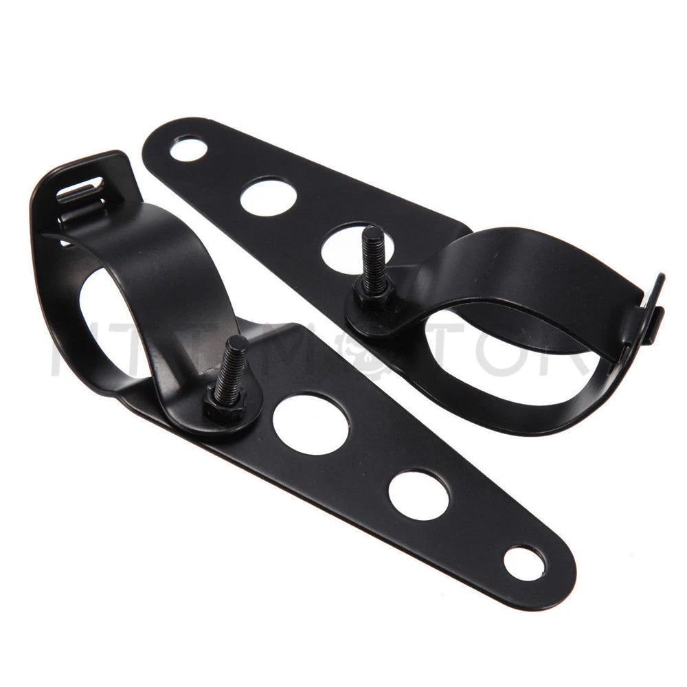 Side Mount Headlight Clamp Brackets for Motorcycle (34-46mm Fork Tubes)