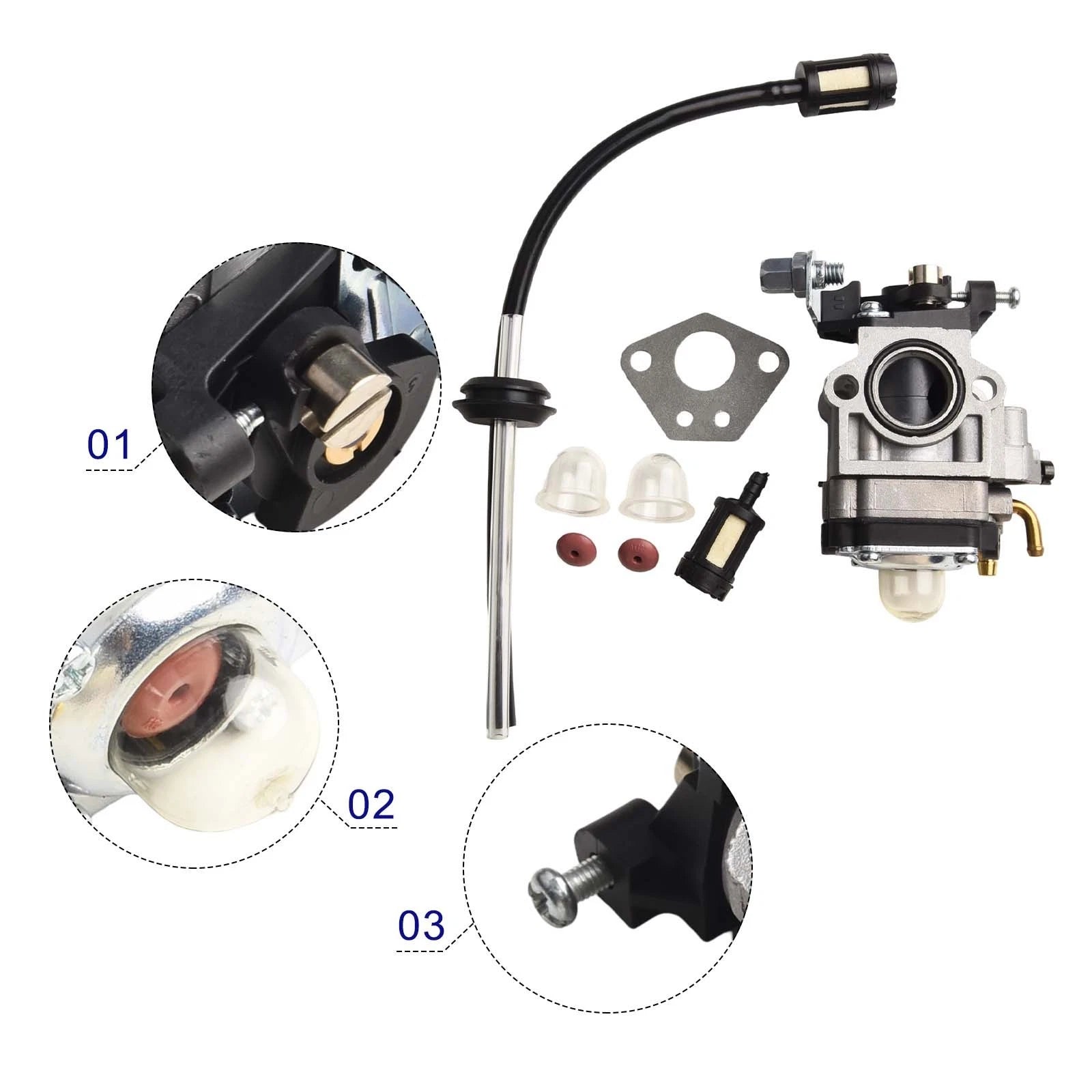 Carburetor with Gasket & Fuel Filter for Brush Cutter Engine (43cc–52cc)