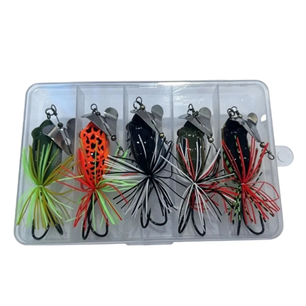 Fishing Lure Frog Shape with Rotating Sequins and Double Hook (1PC, 5PCS)