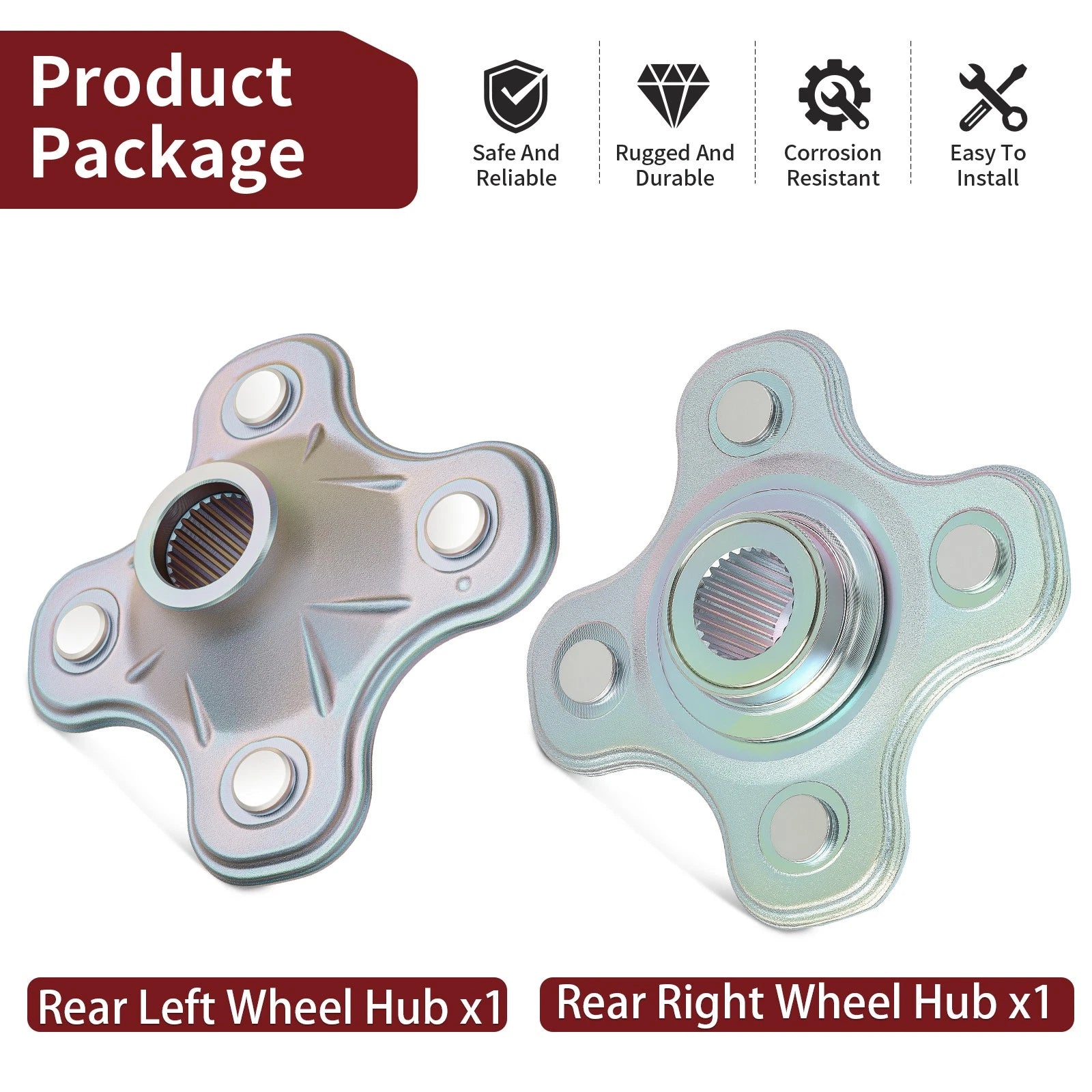 Set of 2 Rear Wheel Axle Hubs for Yamaha Big Bear 400 YFM400 (2000–2006)