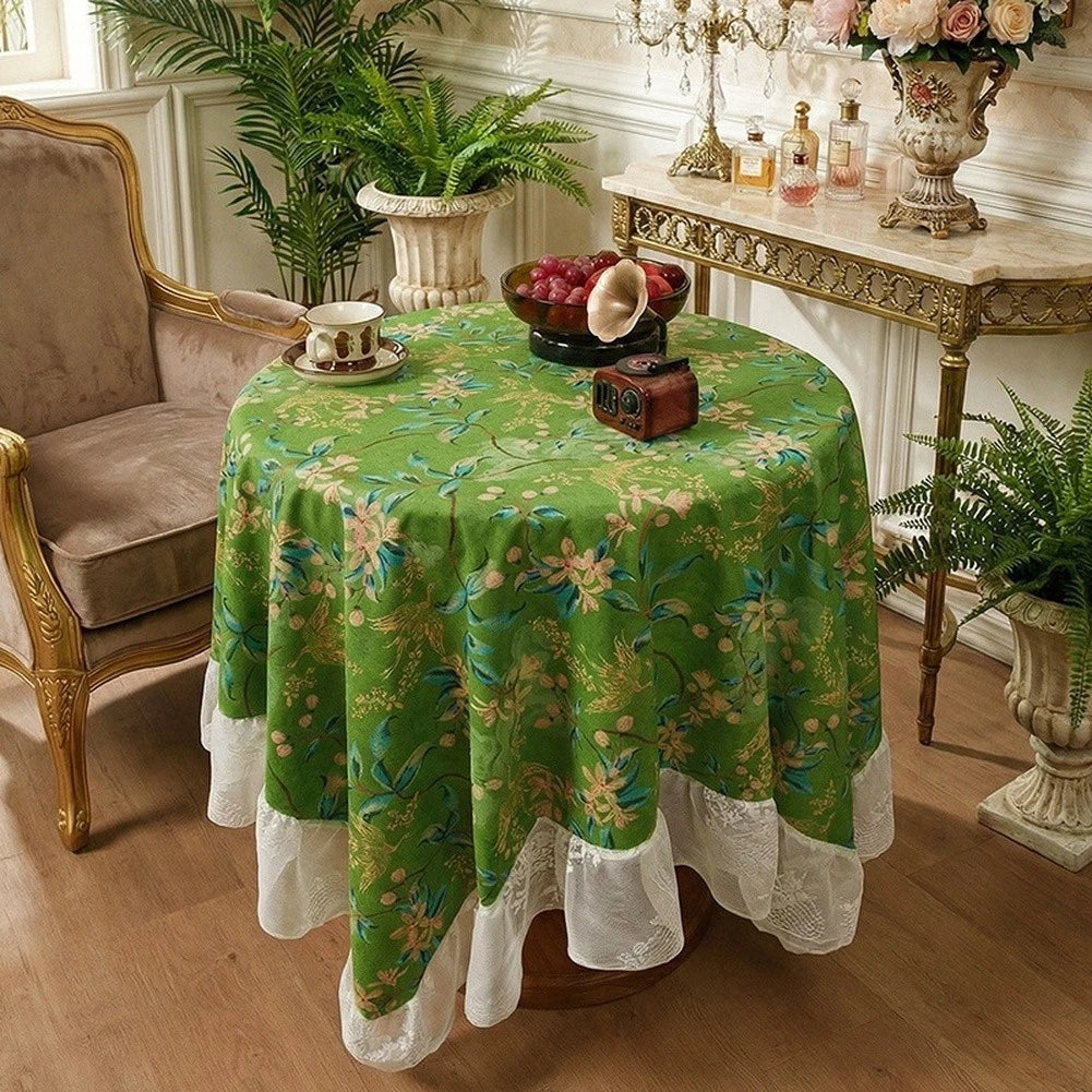 Vintage Floral Polyester Tablecloth for Rectangular/Square Tables
