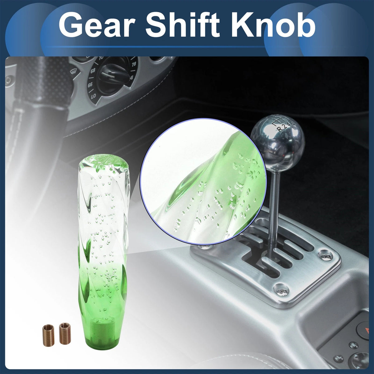 Shift Knob Set of 1 for Universal Vehicles (20cm, Acrylic Clear Green)