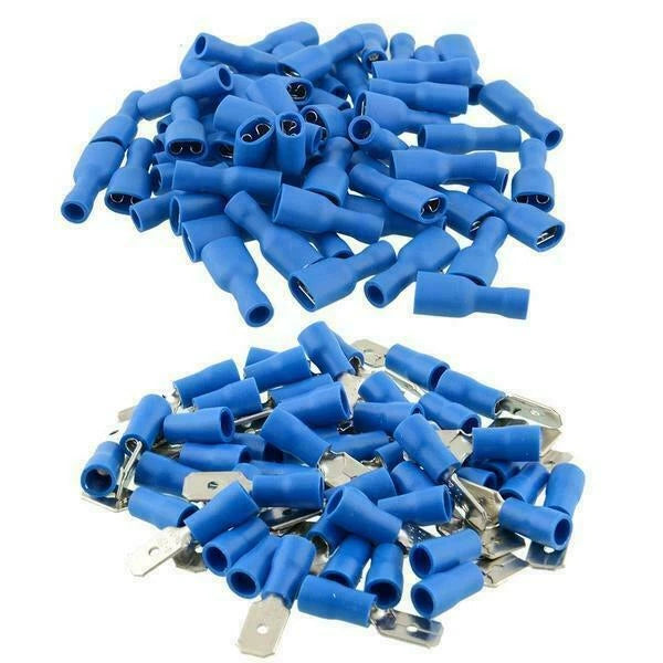 100Pcs Insulated Spade Connector Crimp Electrical Wire Terminal
