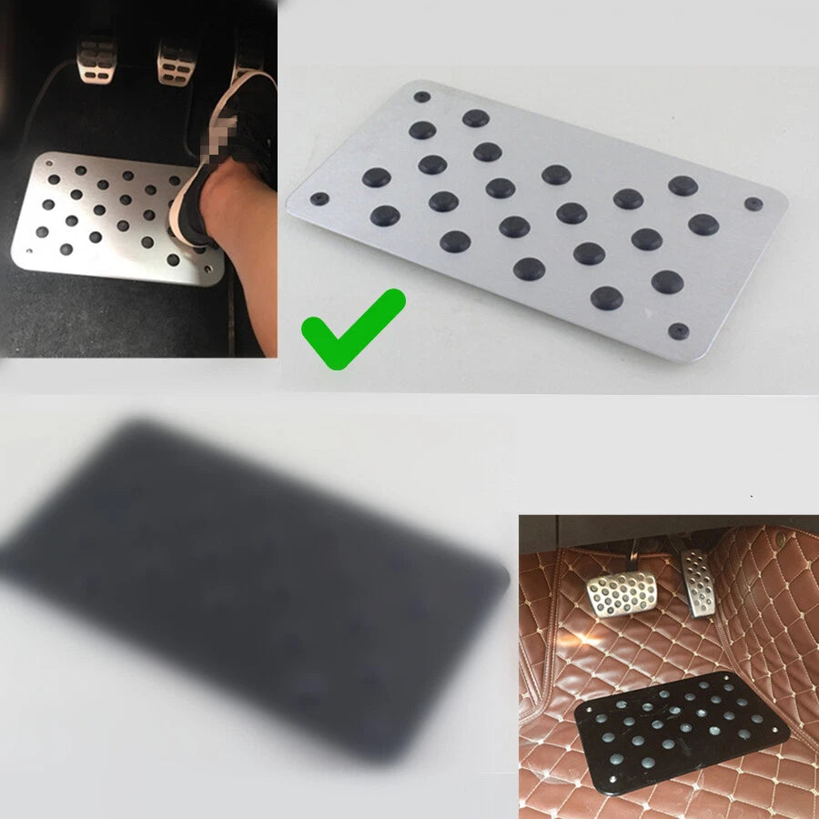 Aluminum Floor Carpet Mat Patch Heel Scuff Plate for Universal Vehicles (28x16cm)